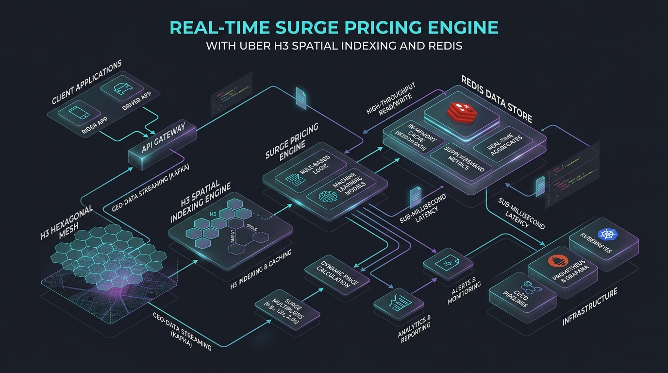 Kiến trúc thuật toán giá bão Surge Pricing Uber H3 Flink